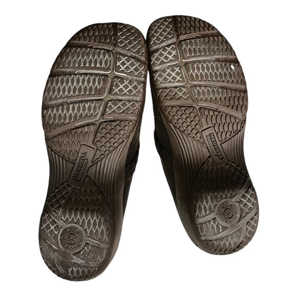 MERRELL Encore Bracken Brown Leather Braided Slide Q2 Slip On Shoe 6.5 Mules GUC - Picture 6 of 8